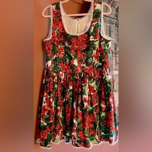 Dolce & Gabbana Portofino Print Red Geranium Cotton Mini Dress Size 54 or 14/16